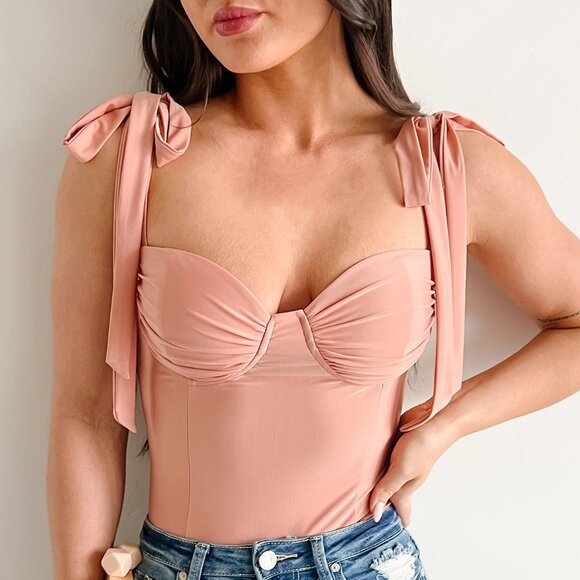 NWT! PRIVY Tie Shoulder Bodysuit - Picture 5 of 8